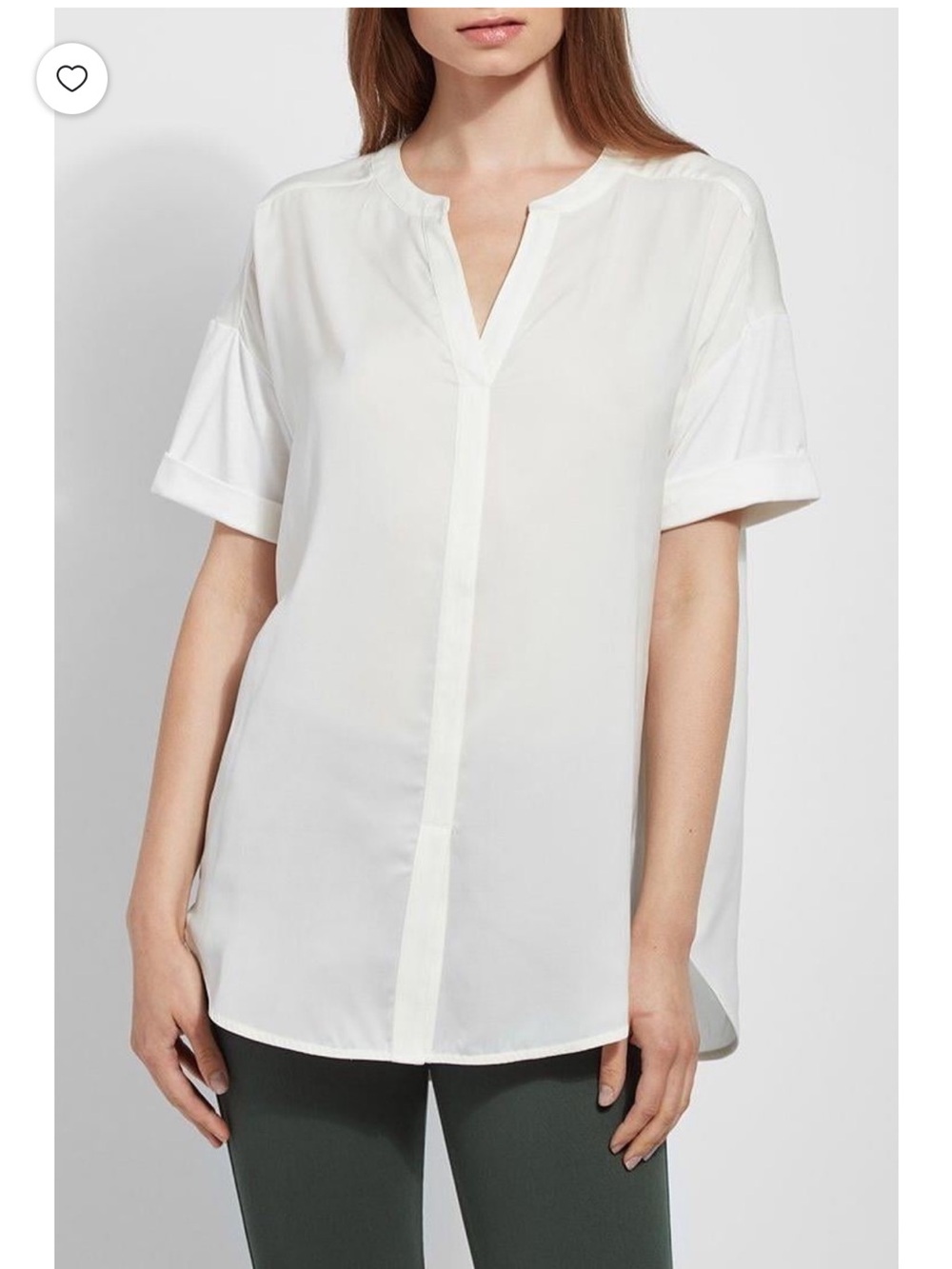 Lysse New York Ivory Short Sleeve Blouse Size XL